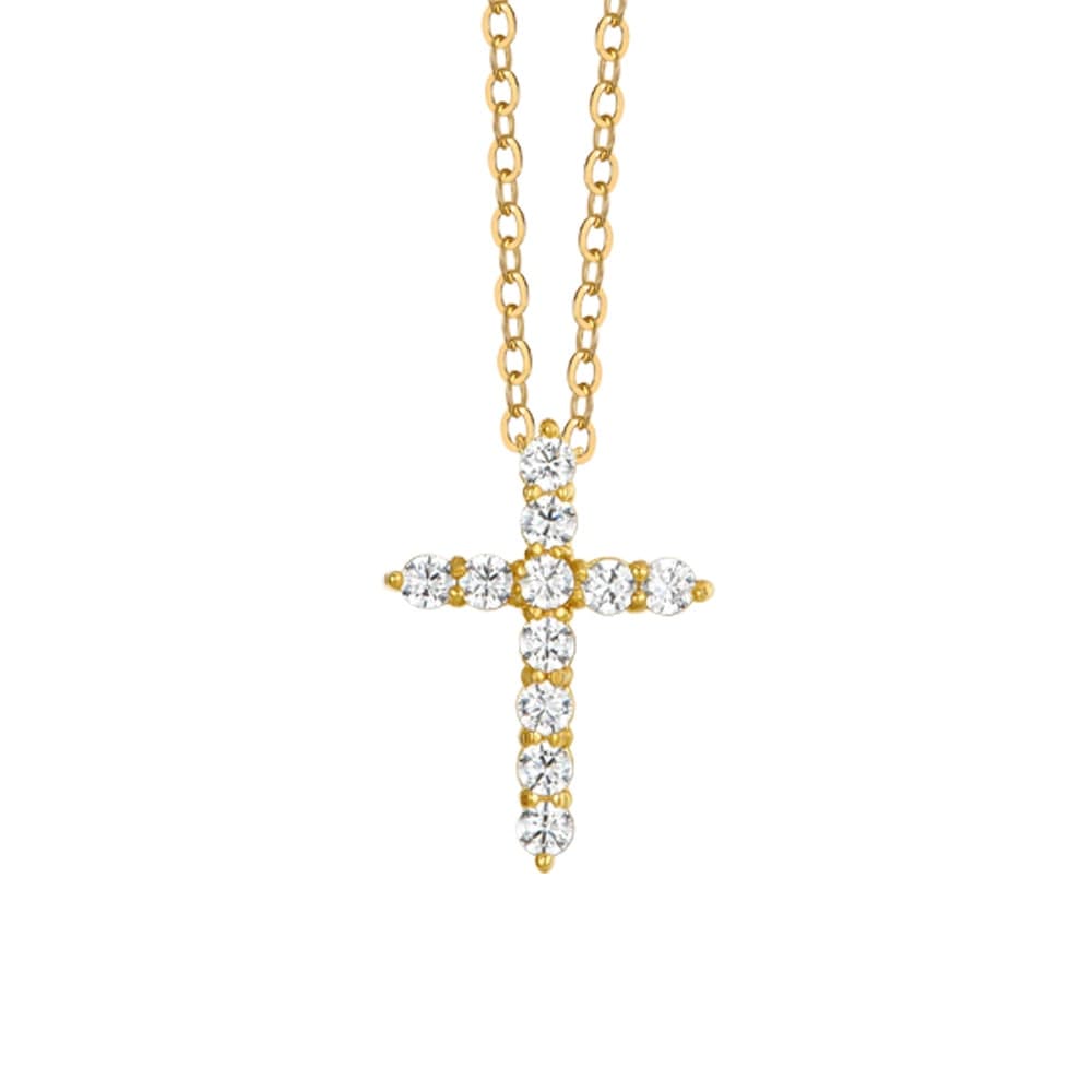 Luca Barra - COLLANA DONNA IN ACCIAIO IP GOLD CROCE ZIRCONI BIANCHI in Collane Alba Gioielli - Casoria, commercioVirtuoso.it