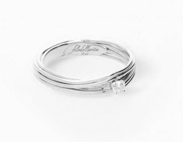 Rubinia Gioielli - anello Filodellavita con Solitario 7 fili in Oro Bianco 18 kt  con Diamante da 0.08 ct
