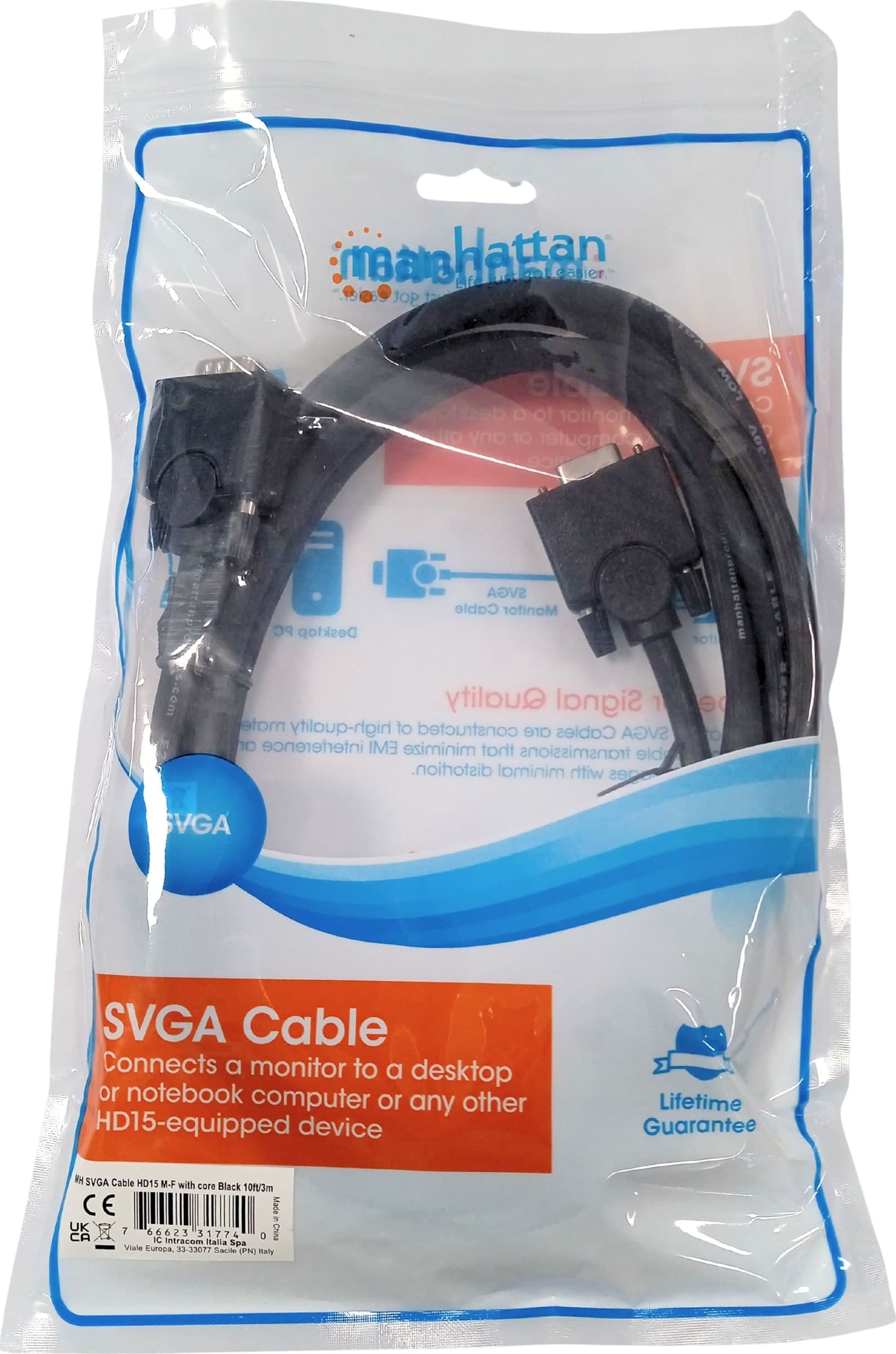 Cavo Prolunga SVGA M/F con ferrite da 3 m - 10