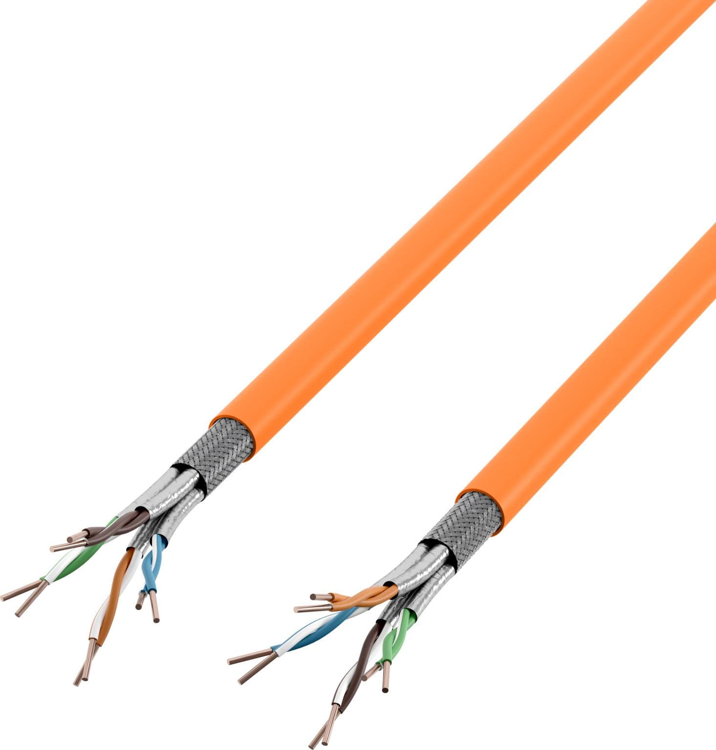 Bobina S/FTP, 4 coppie, Cavo Cat.7 1000 MHz Rame 500m Rigido Arancione - 12