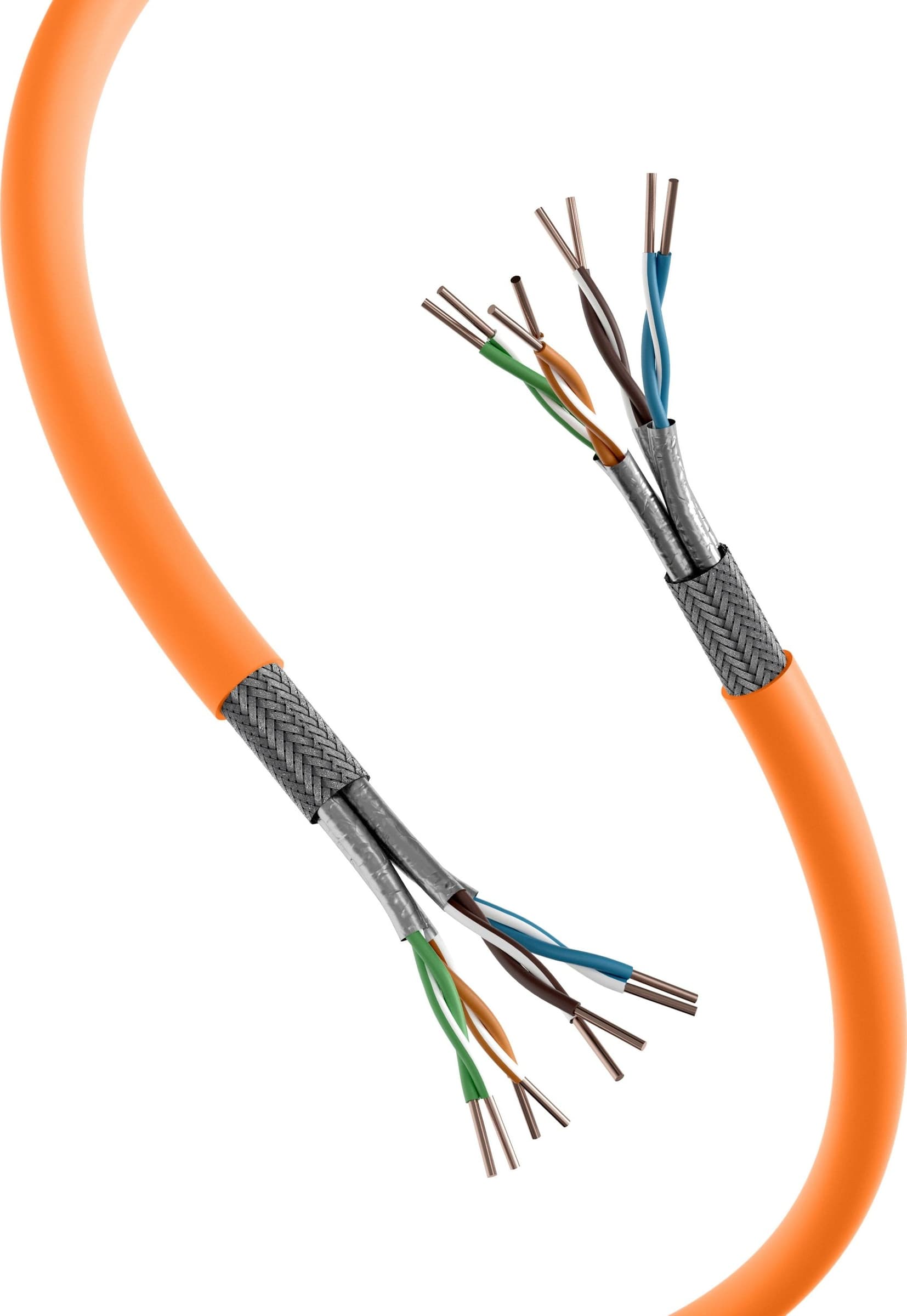 Bobina S/FTP, 4 coppie, Cavo Cat.7 1000 MHz Rame 500m Rigido Arancione - 9