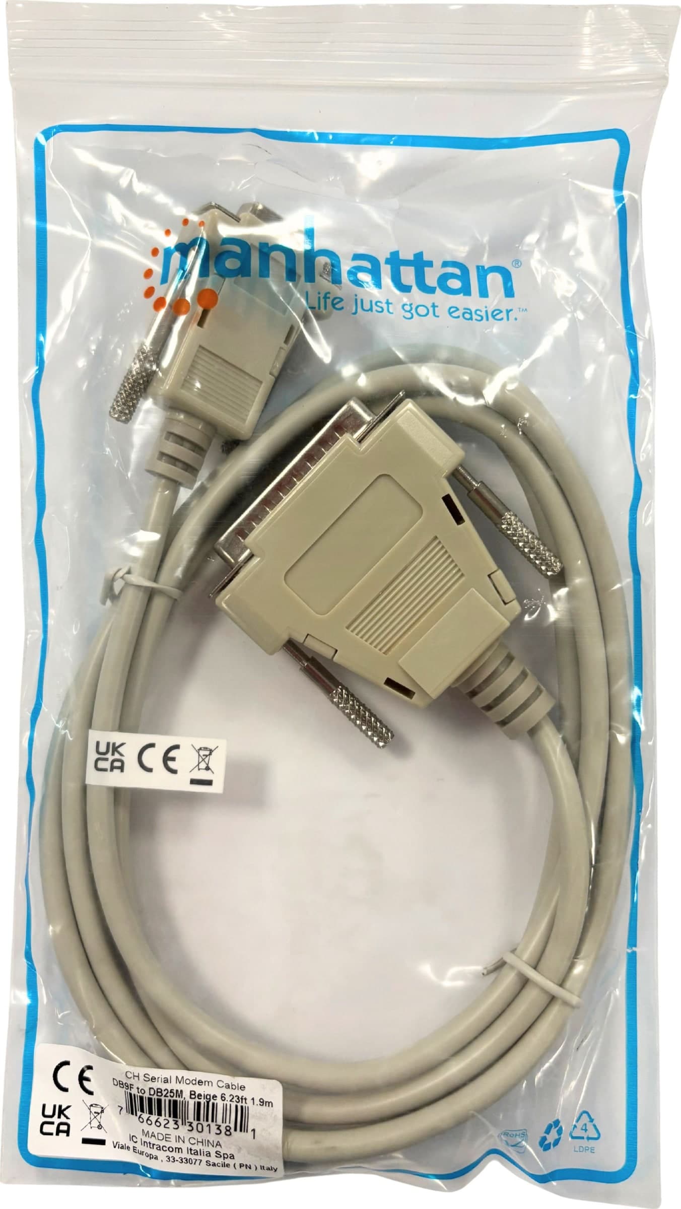 Cavo null modem 25 DB Maschio 9 DB Femmina 1,80 mt - 5