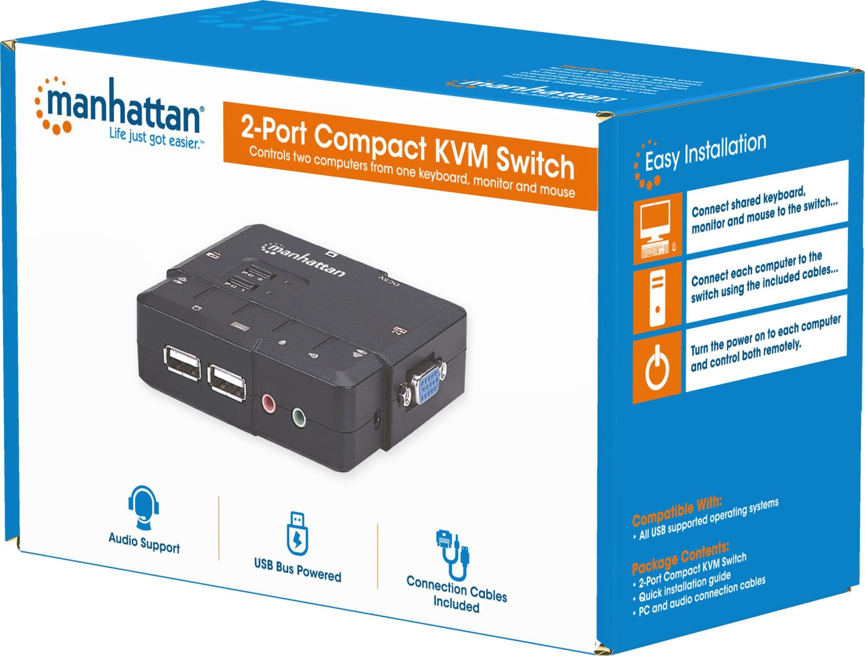 KVM Switch 2 Porte USB/Audio Nero - 8