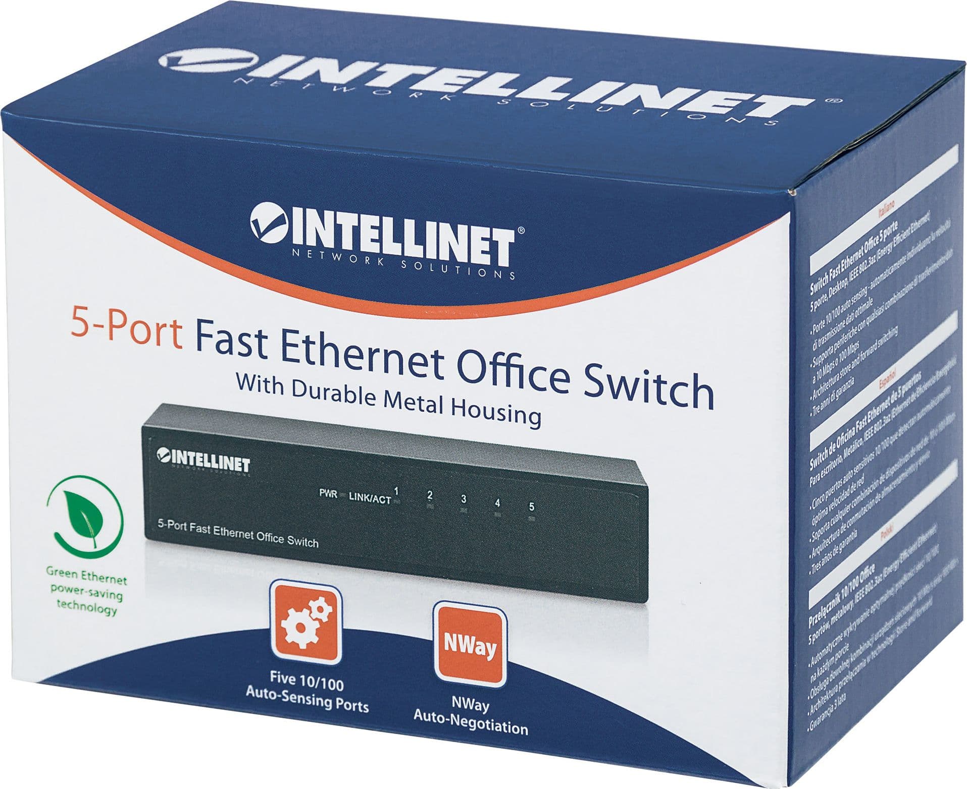 Switch Hub ethernet 10/100Mbps 5 porte desktop in metallo - 9