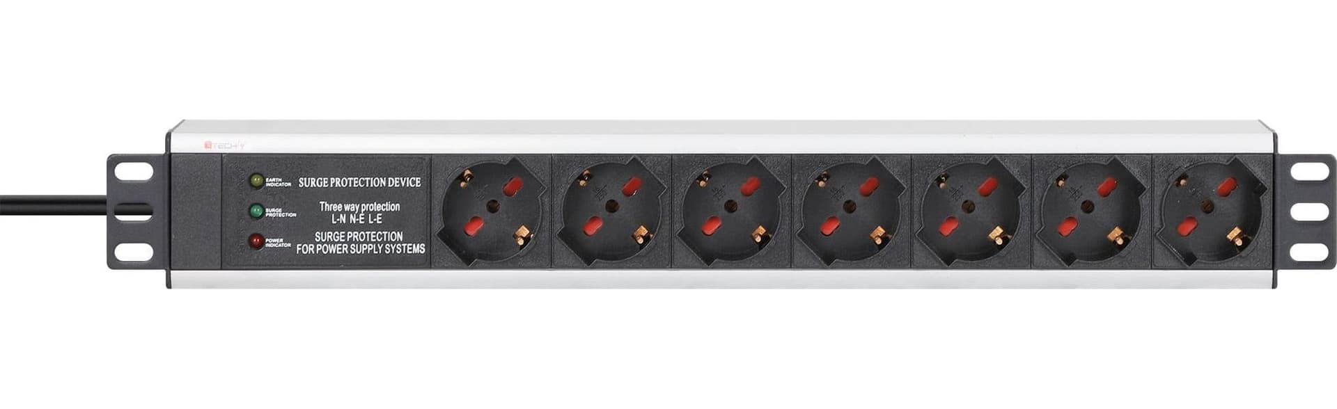 Multipresa 7 Posti da Rack 19'' con Protezione Spina Italiana 1,5U - 12