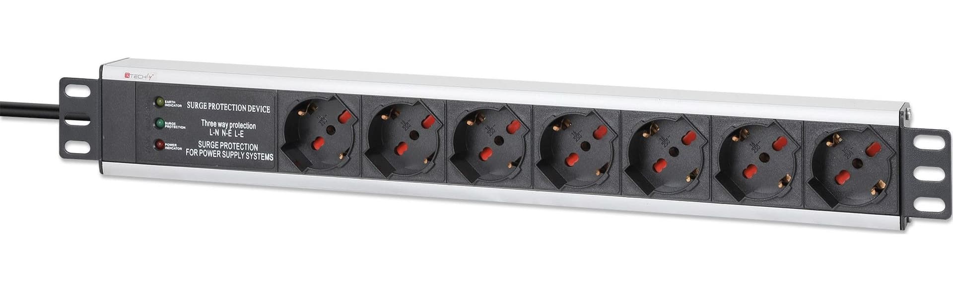 Multipresa 7 Posti da Rack 19'' con Protezione Spina Italiana 1,5U - 15