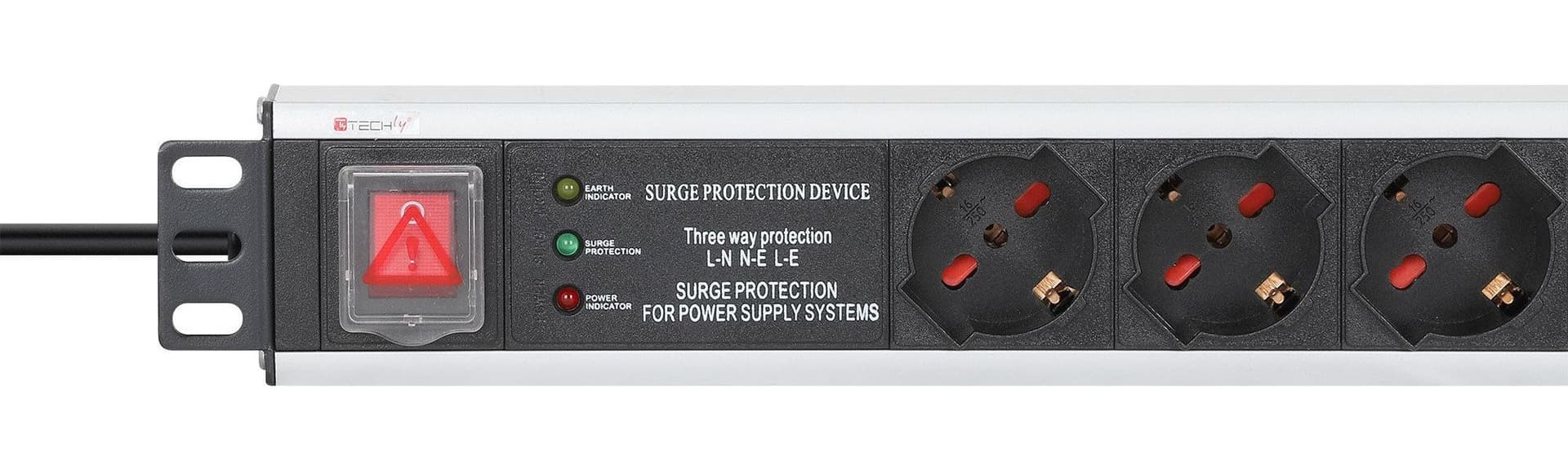 Multipresa 6 Posti Rack 19'' con Protezione e Interruttore Spina Italiana 1,5U - 11
