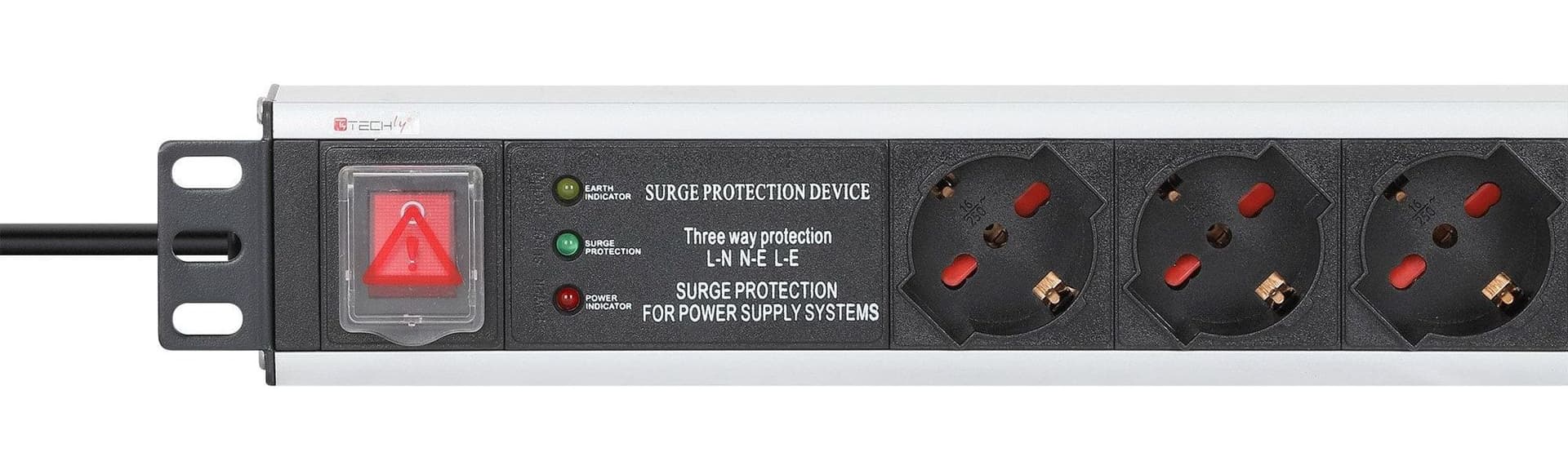 Multipresa 6 Posti Rack 19'' con Protezione e Interruttore Spina Italiana 1,5U - 15