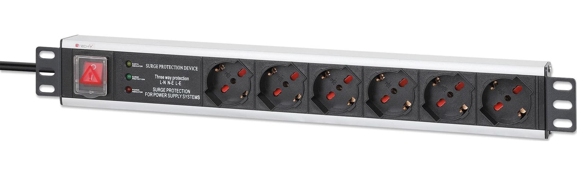 Multipresa 6 Posti Rack 19'' con Protezione e Interruttore Spina Italiana 1,5U - 9