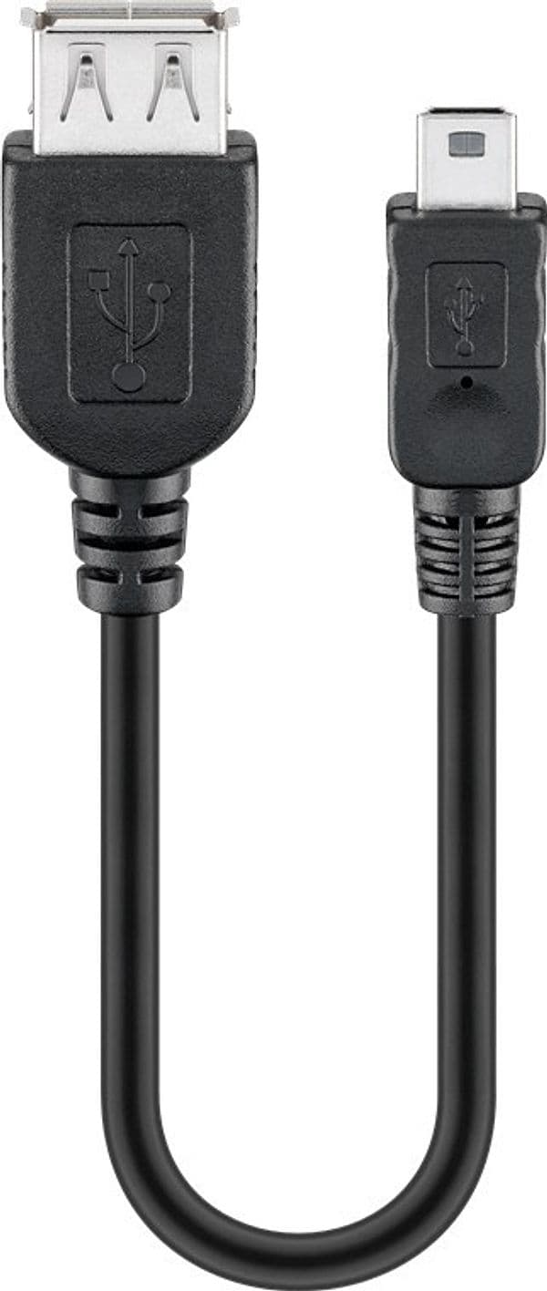 Cavo USB 2.0 A femmina/mini B 5 pin maschio 0,2 m Nero - 2