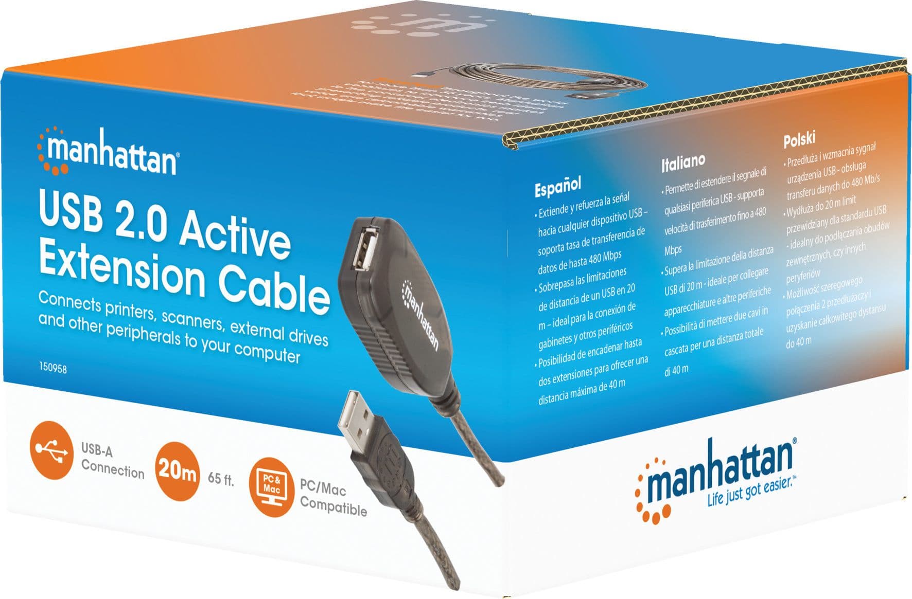 Prolunga attiva USB Hi-Speed USB 2.0 20 mt - 22