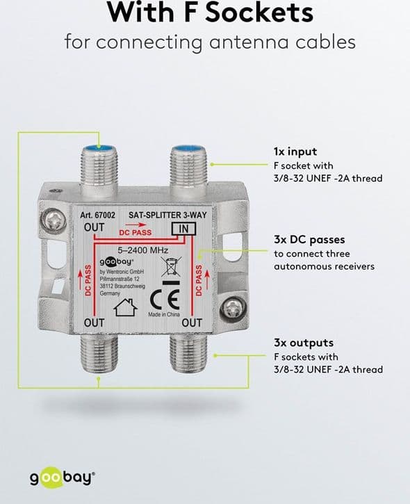 Splitter 3 vie per satellite 100 db, 1750 Mhz - 11