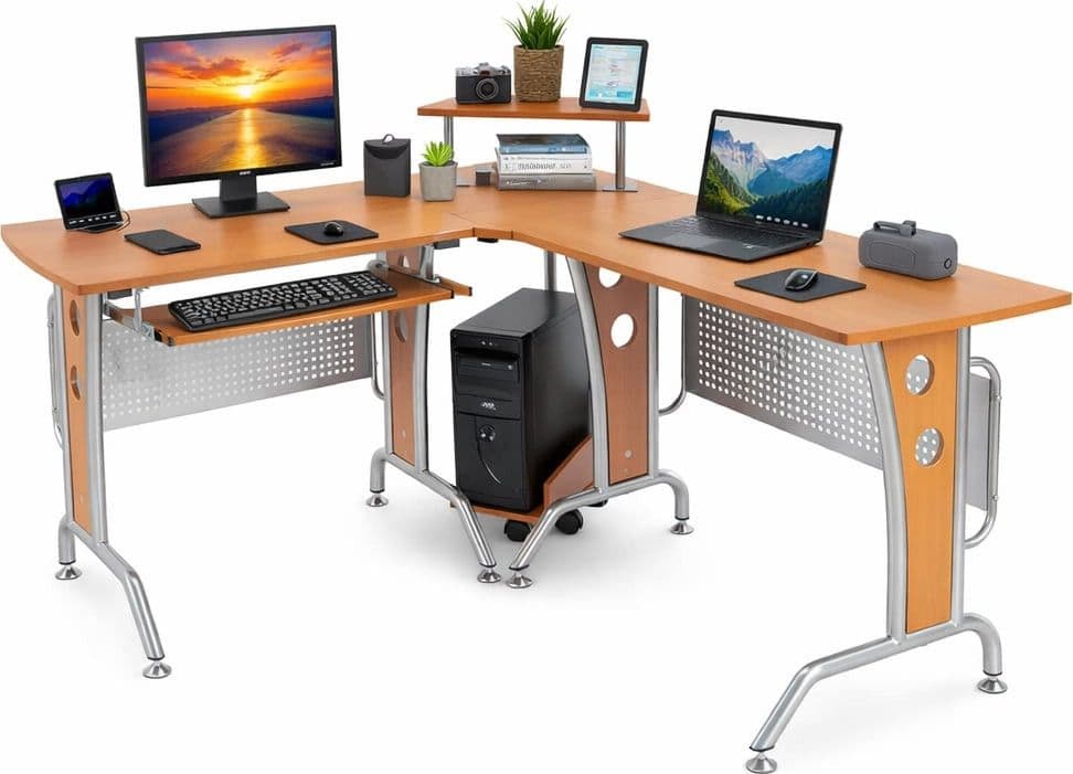 Scrivania per Computer Angolare in Ciliegio - 17