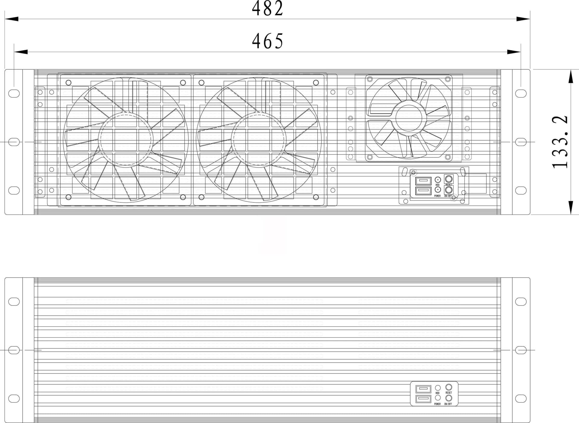 Chassis Industriale da Rack 19'' 3U Ultra Compatto Nero - 13