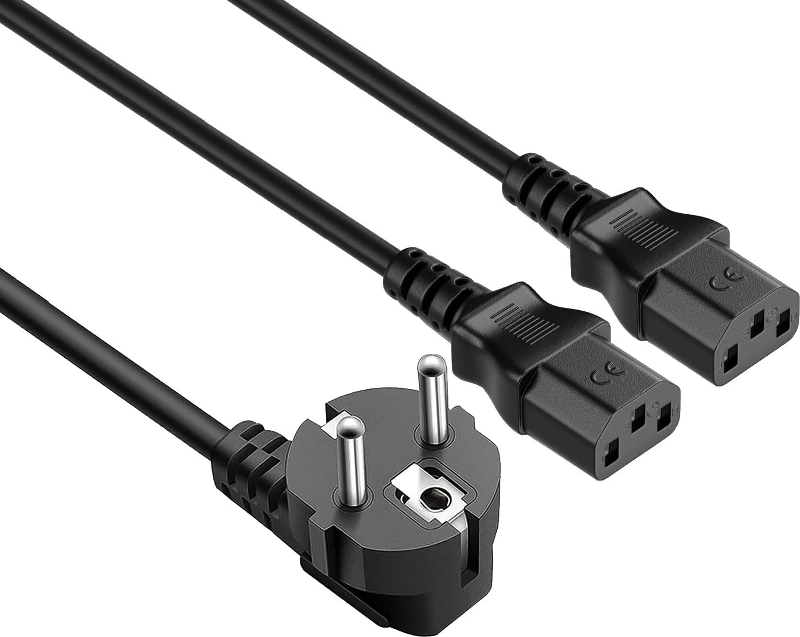 Cavo alimentazione Schuko 10A a sdoppiato con 2 C13, 1,8 mt nero - 11