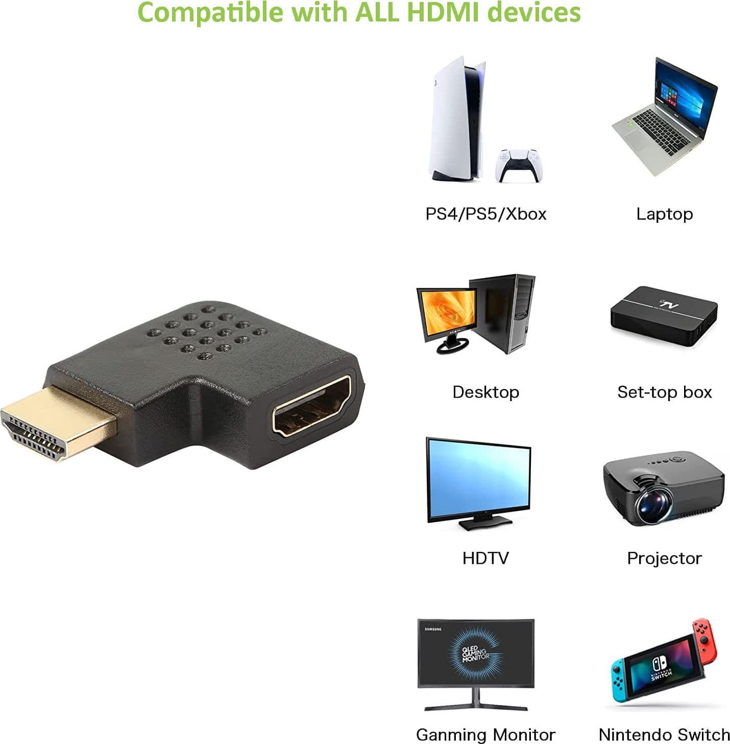 Adattatore HDMI Maschio / Femmina Angolato 90&deg - 9
