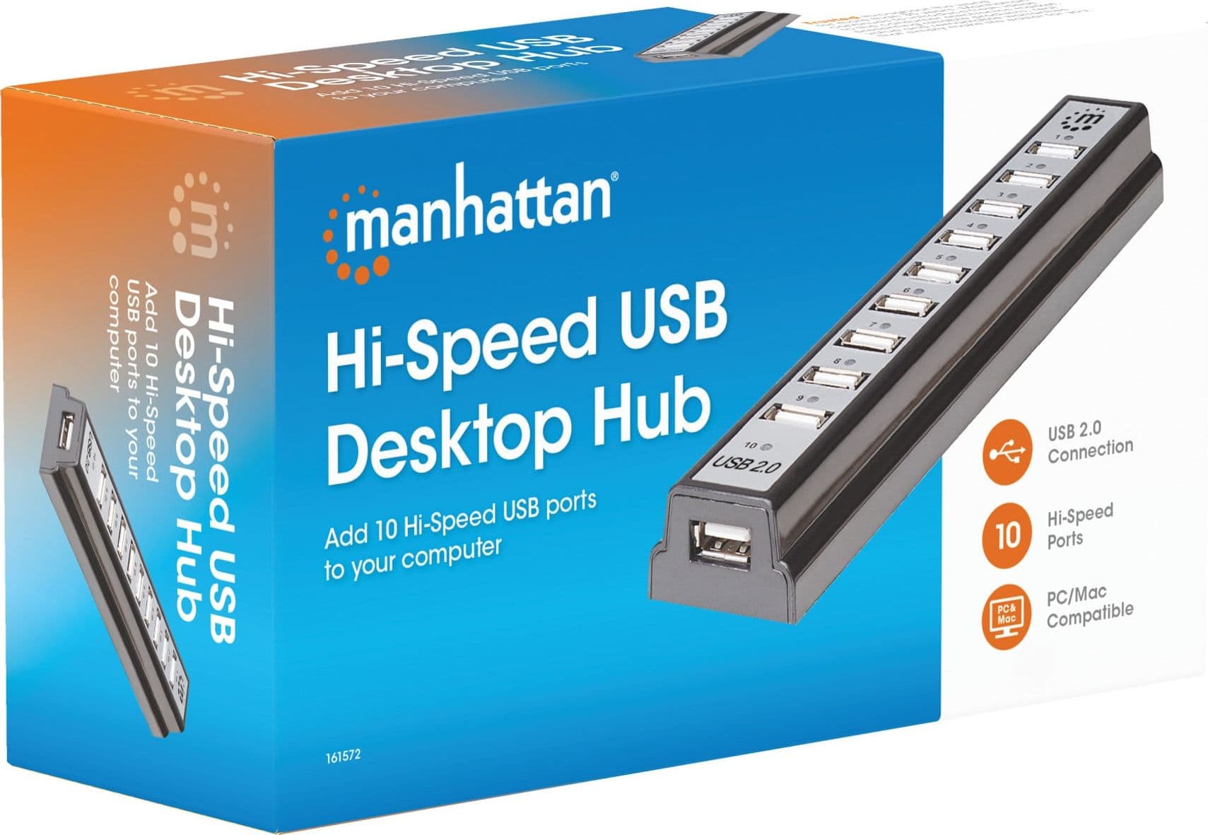 Hub USB 2.0 Hi-Speed 10 Porte da Tavolo con Alimentatore - 9