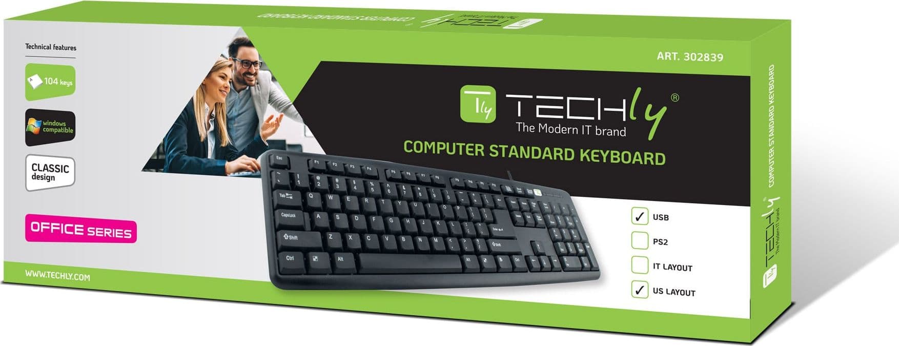Tastiera USB 104 Tasti Layout Americano Nero - 12