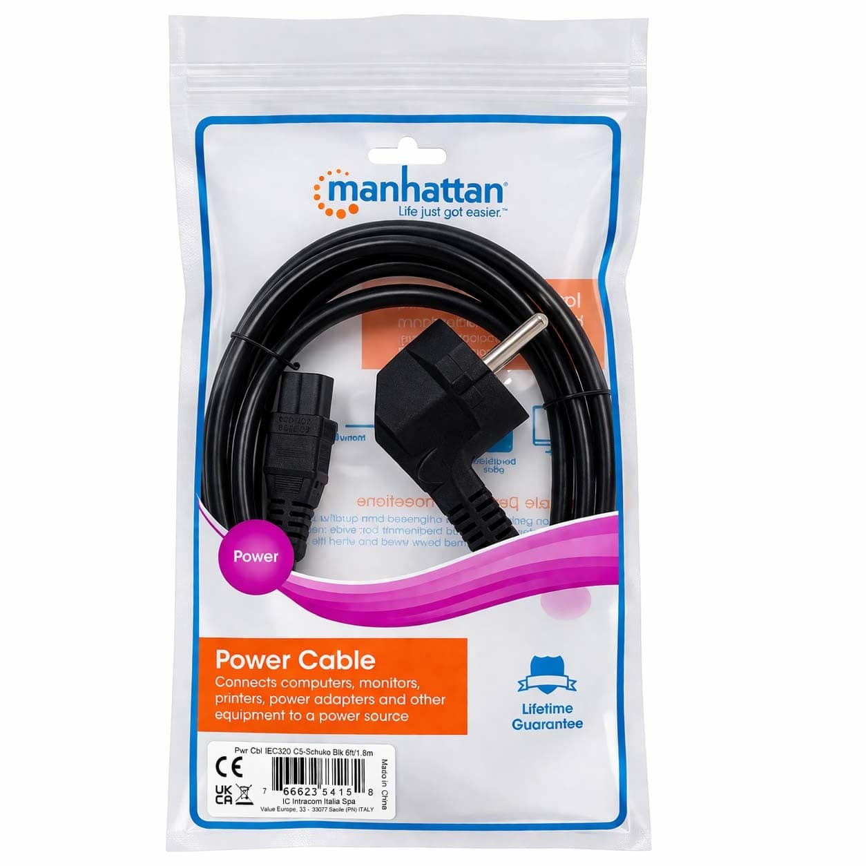 Cavo alimentazione C13 F a Schuko angolato 1m nero - 7