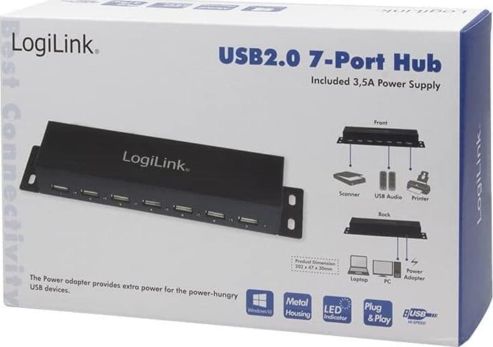 Hub USB 2.0 7 Porte con Case Metallico - 6