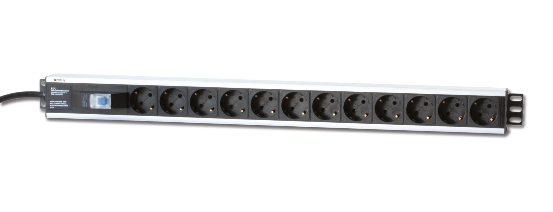 Multipresa Verticale per Rack 12 Posti Schuko con Magnetotermico Spina Schuko Angolata 1U - 11