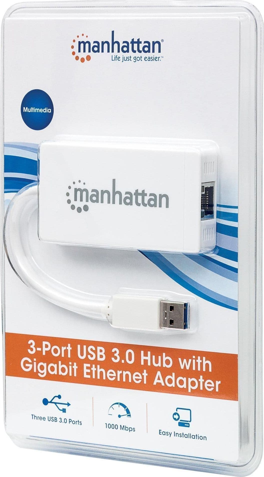 Hub 3 porte USB 3.0 con Adattatore Ethernet Gigabit - 8