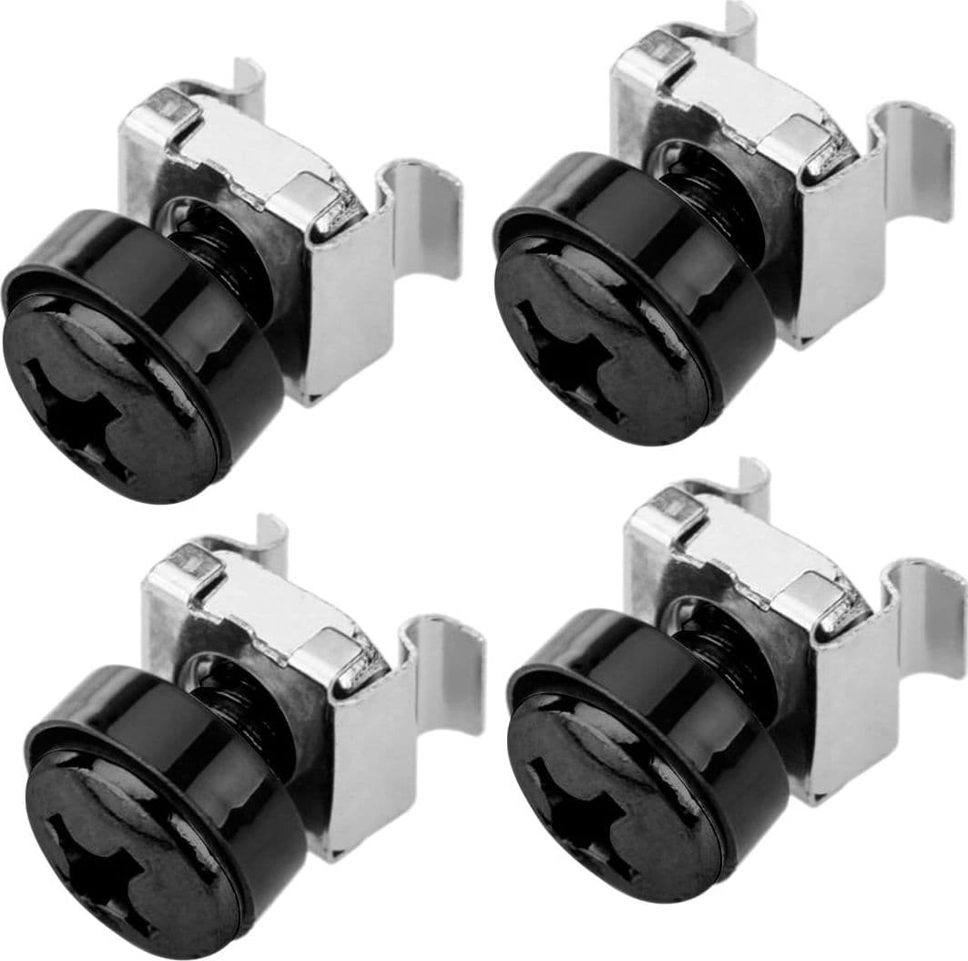 Kit Set 4 Viti 4 Dadi e 4 Rondelle per Montaggio Rack Nero - 12