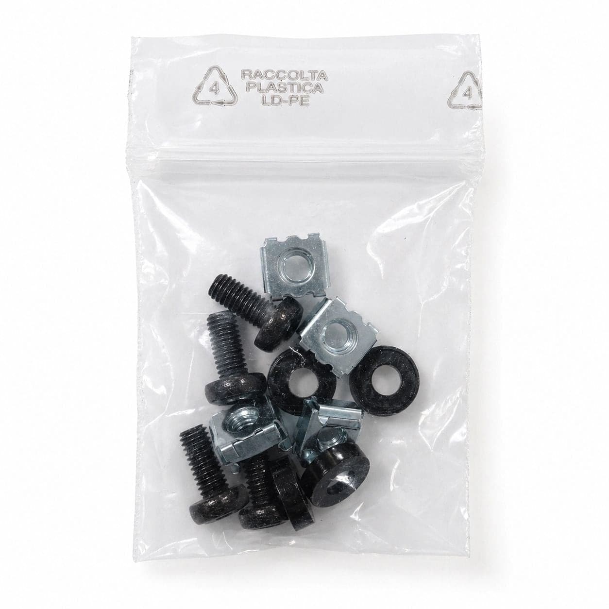 Kit Set 4 Viti 4 Dadi e 4 Rondelle per Montaggio Rack Nero - 15