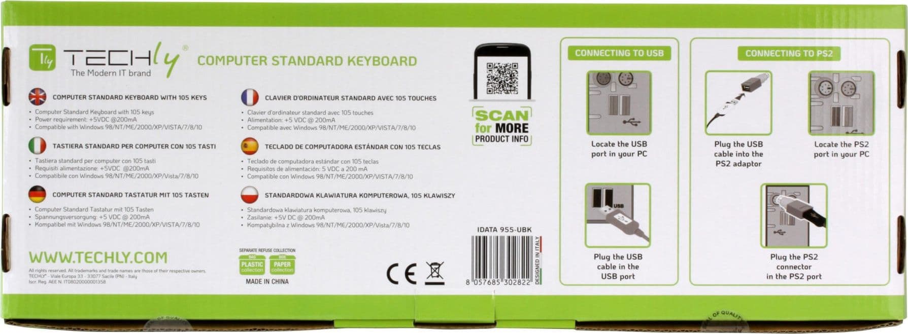 Tastiera USB 105 Tasti Layout Italiano Nero - 12