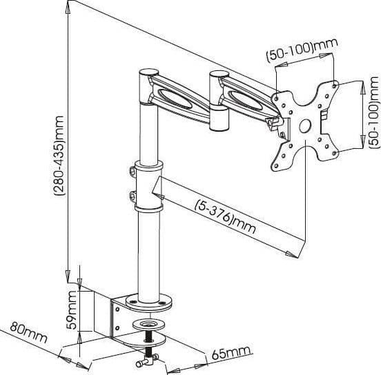 Supporto da scrivania per Monitor 13-27'' braccio lungo inclinabile - 13