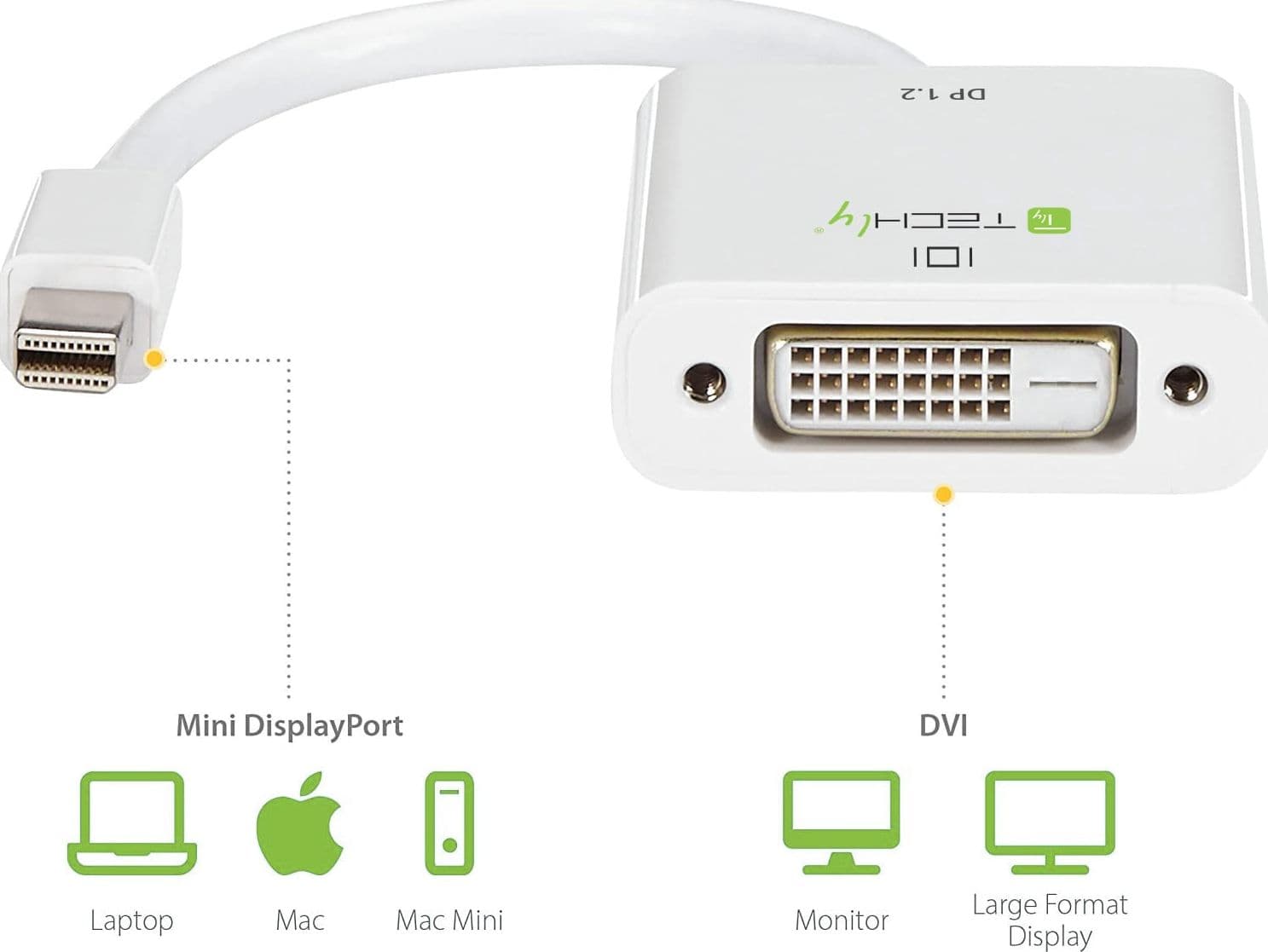 Adattatore Mini DisplayPort (Thunderbolt) 1.2 / DVI 15cm Bianco - 12