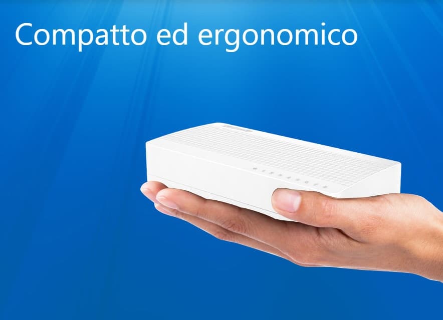 Switch Ethernet Desktop Compatto 8 Porte 10/100 Mbps Bianco, S108 - 12