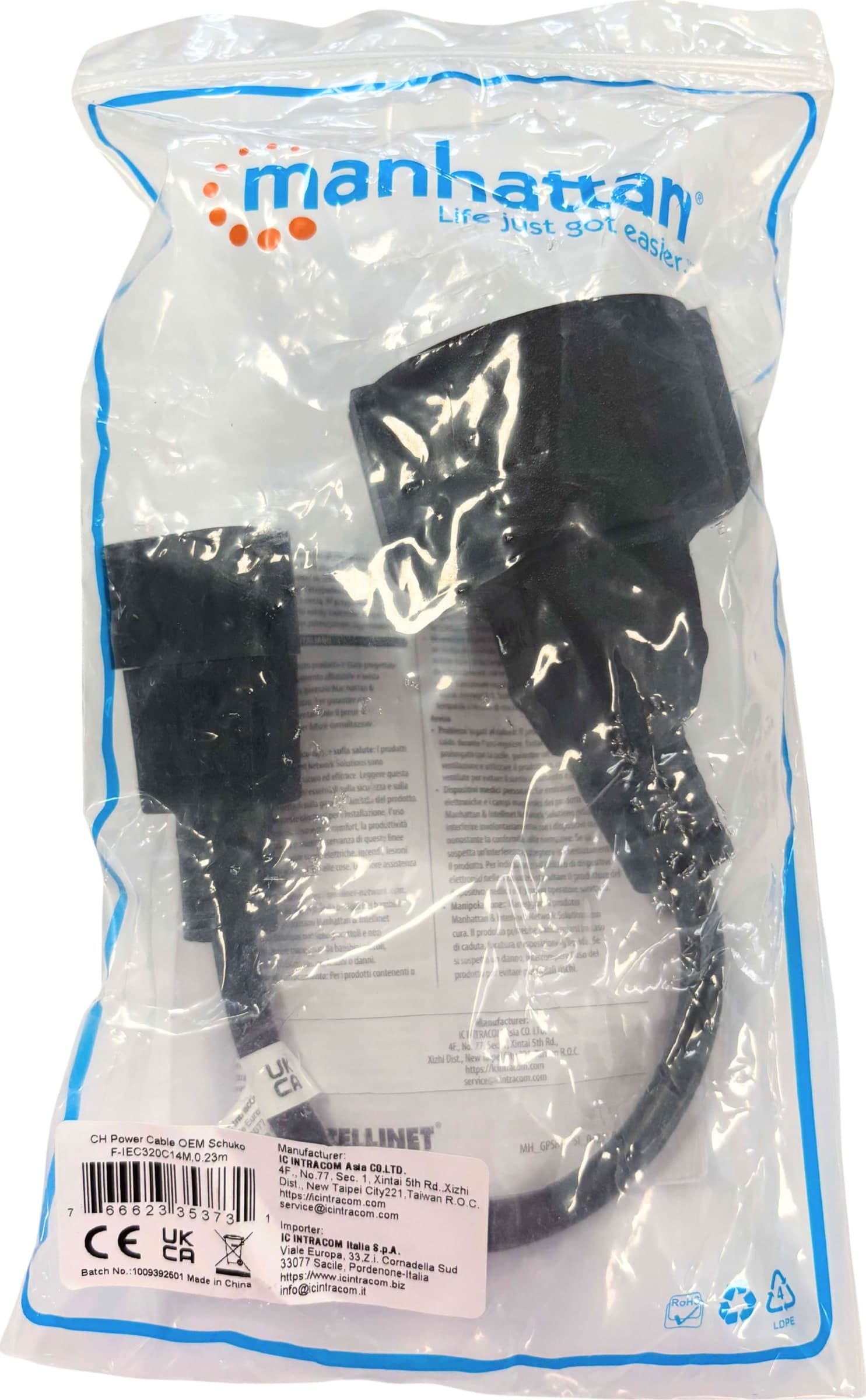 Cavo di Alimentazione VDE C14 Maschio / Schuko Femmina 23 cm Nero - 5