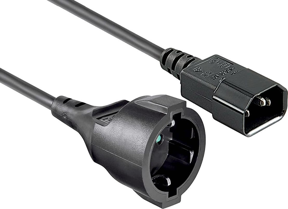 Cavo di Alimentazione VDE C14 Maschio / Schuko Femmina 1,5m Nero - 4