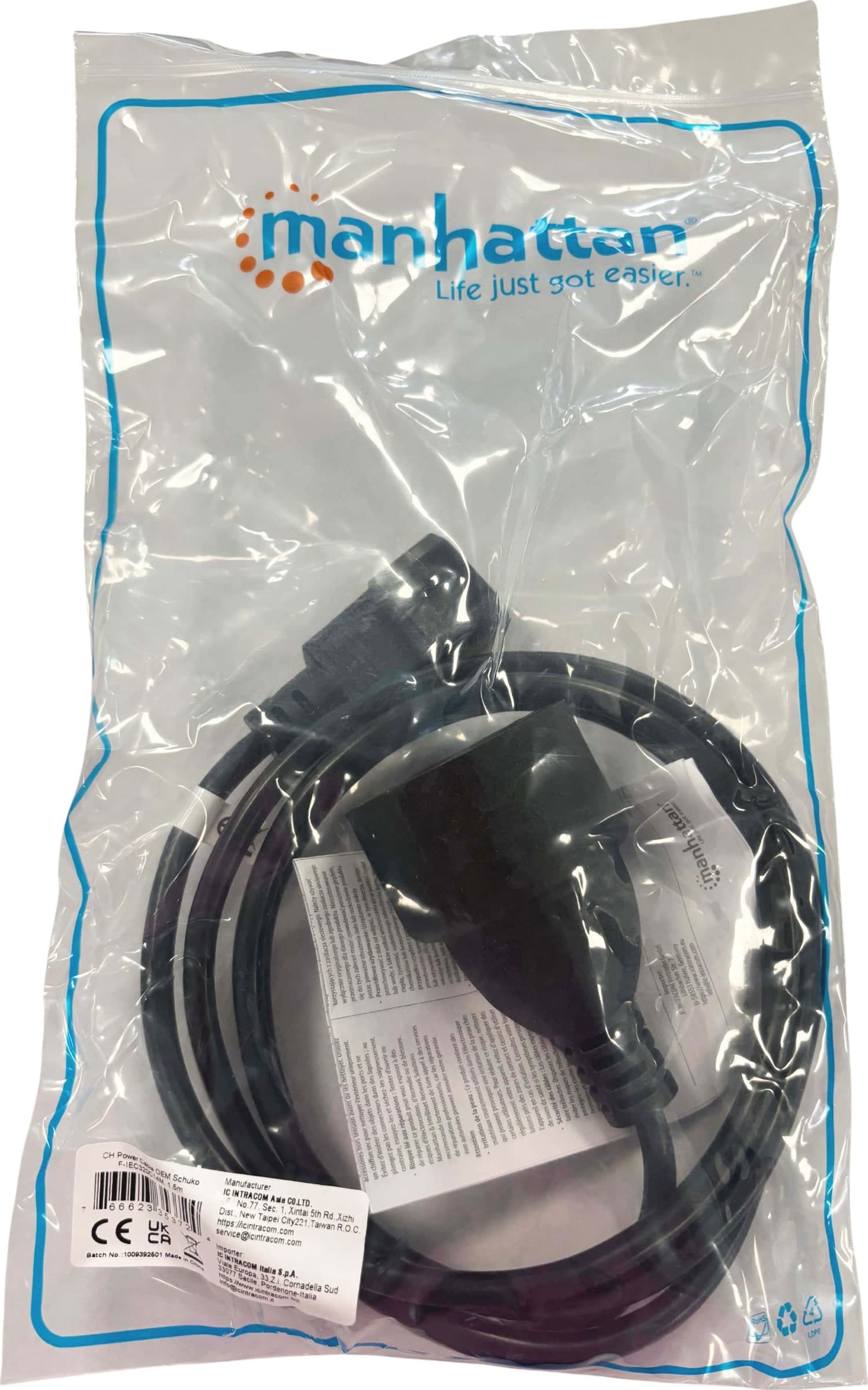 Cavo di Alimentazione VDE C14 Maschio / Schuko Femmina 1,5m Nero - 5