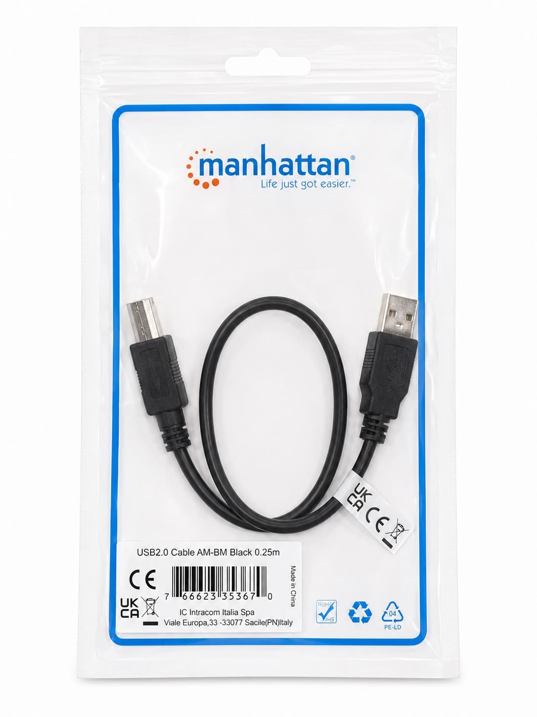 Cavo USB 2.0 A maschio/B maschio bulk 0.25 m - 27