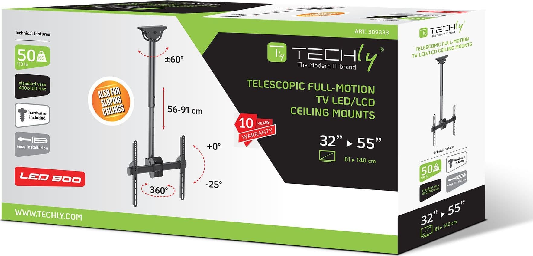 Supporto Telescopico Universale a Soffitto per TV LED LCD 32-75'' - 13