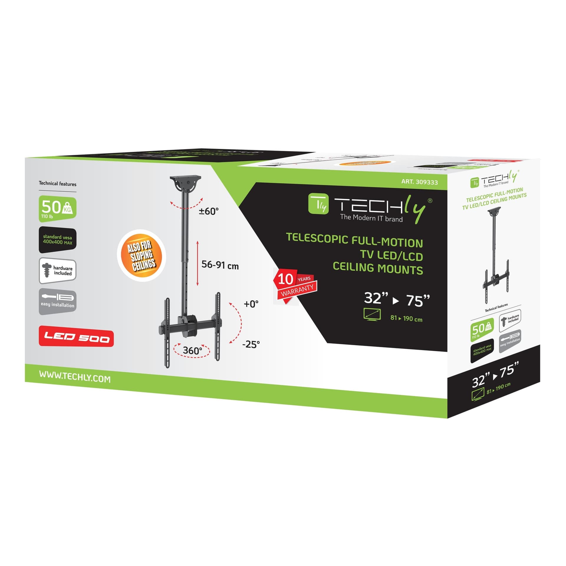 Supporto Telescopico Universale a Soffitto per TV LED LCD 32-75'' - 14