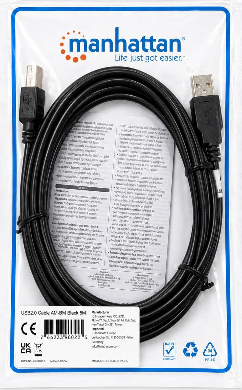 Cavo USB 2.0 A maschio/B maschio bulk 3 metri - 27