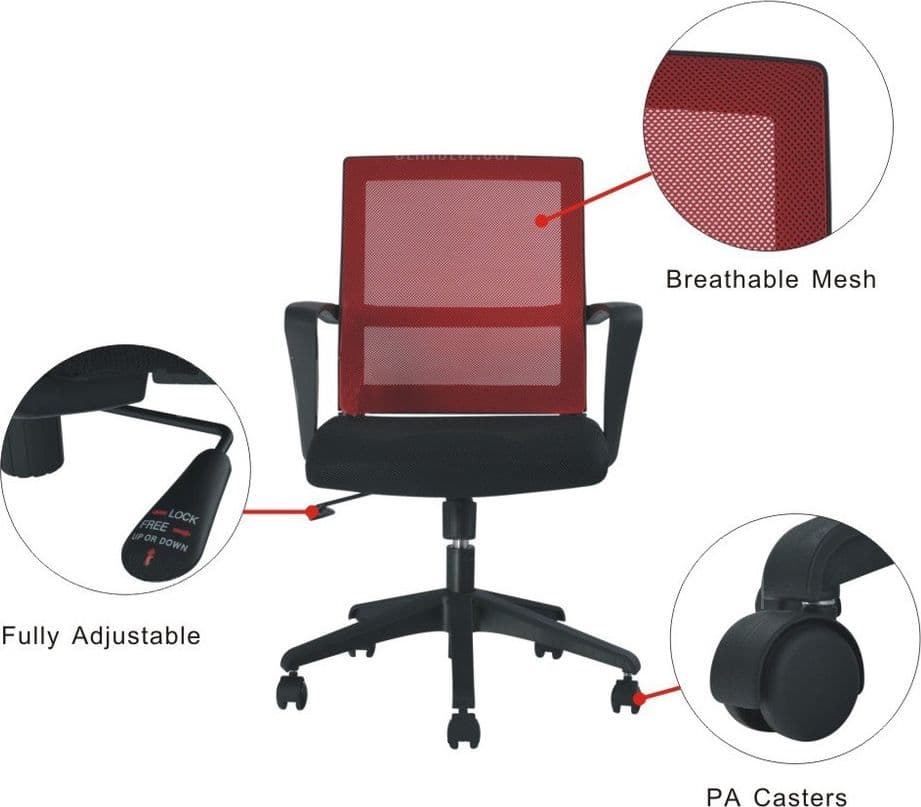 Sedia per Ufficio con Schienale Medio Nero/Bordeaux in Sedie da scrivania Scontolo.net - Potenza, commercioVirtuoso.it