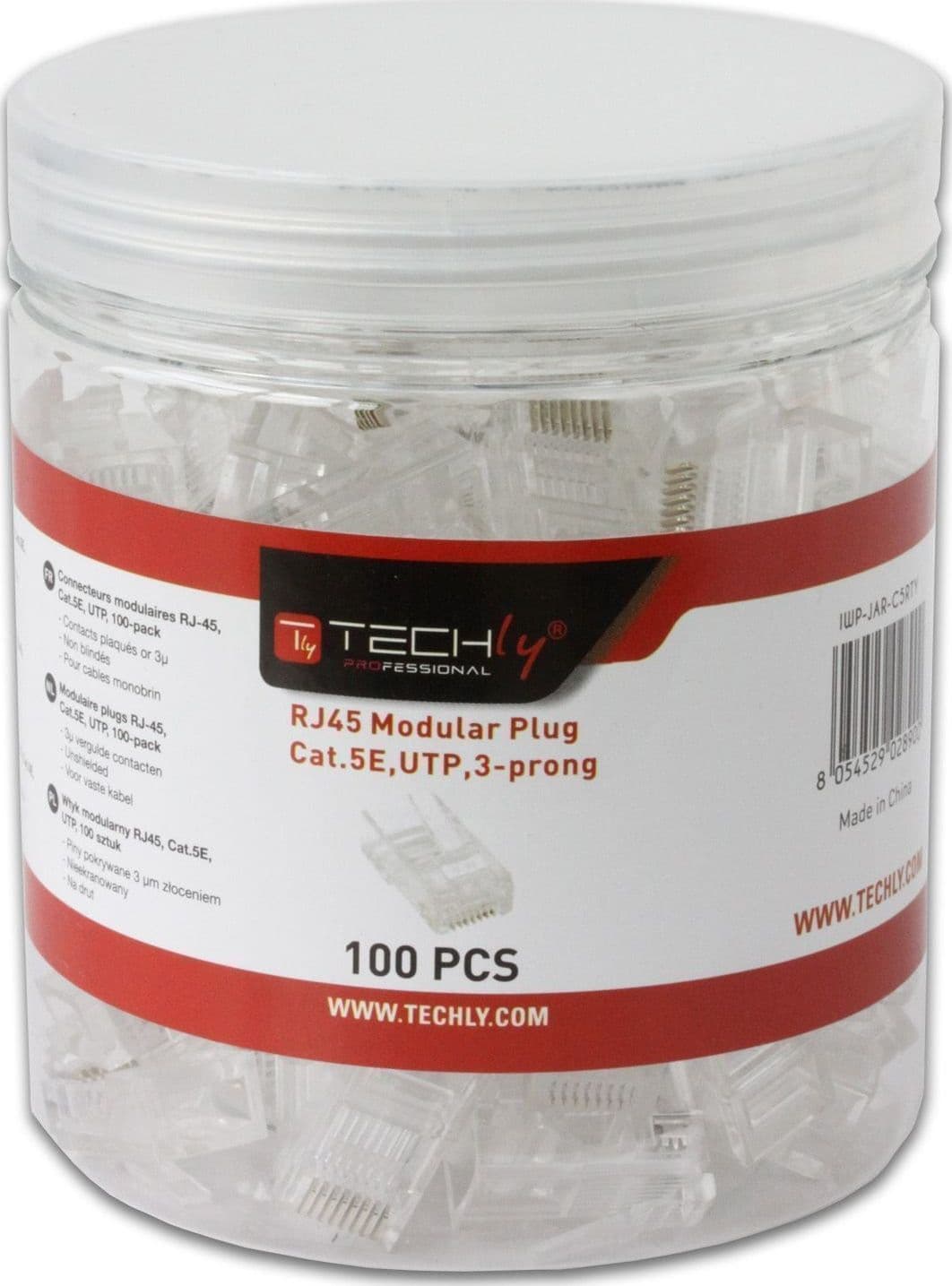 Confezione 100 Plug RJ45 UTP per Cavo Rigido Cat.5E - 6