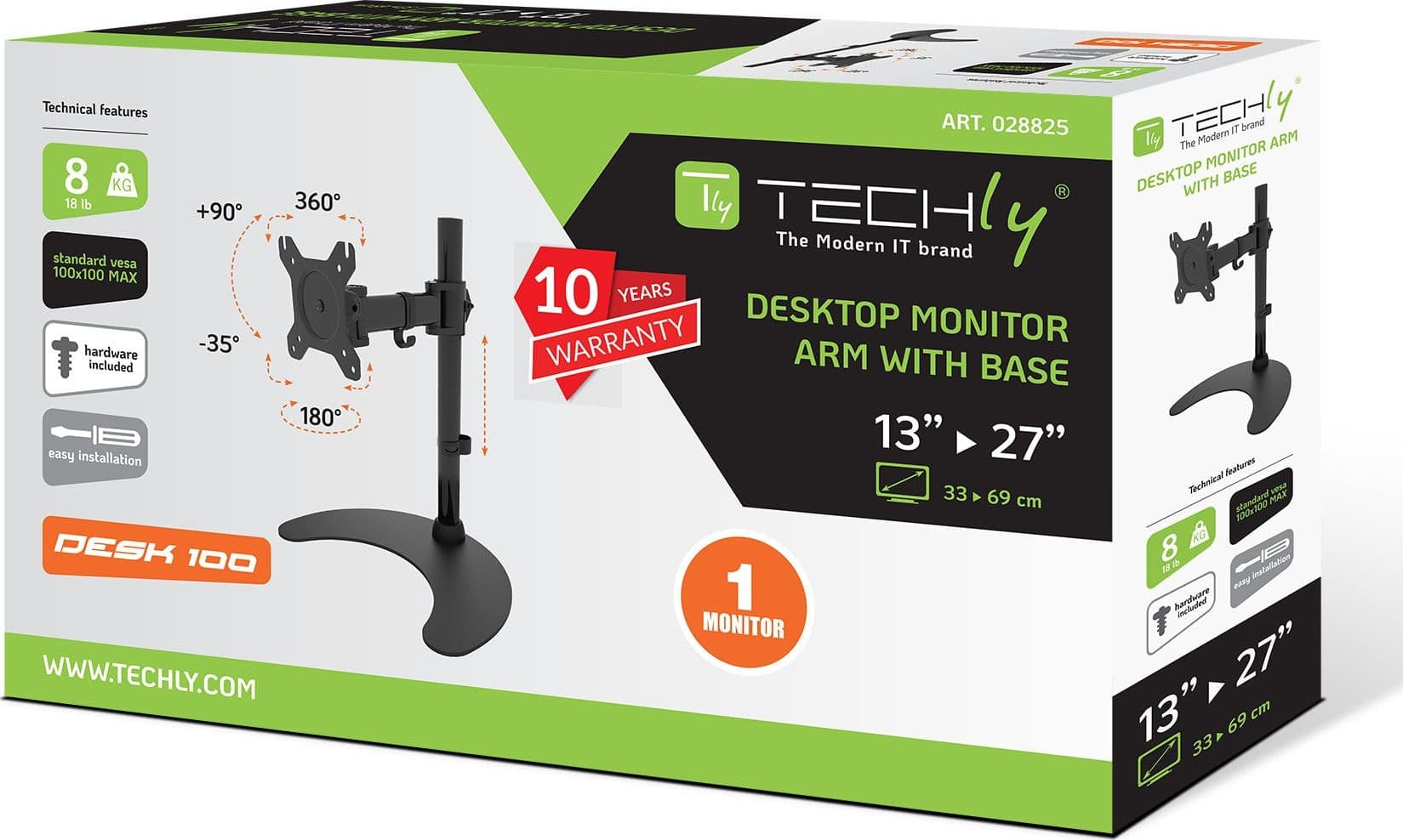 Supporto da scrivania per 1 Monitor LCD 13-27'' con base h.400mm - 17