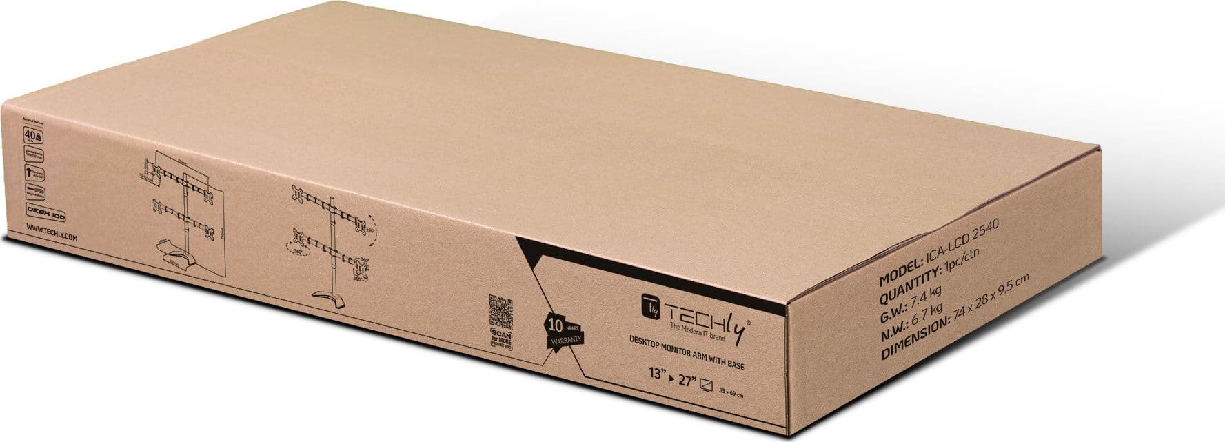 Supporto da Scrivania per 4 Monitor 13-27'' con base - 13