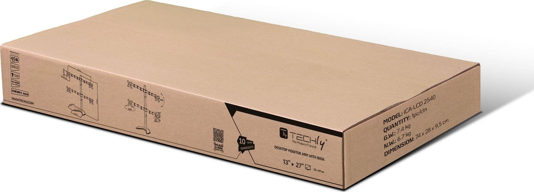 Supporto da Scrivania per 4 Monitor 13-27'' con base - 14