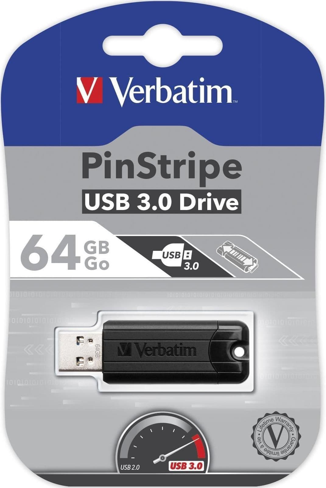 Memoria USB 3.0 PinStripe da 64Gb Colore Nero - 9