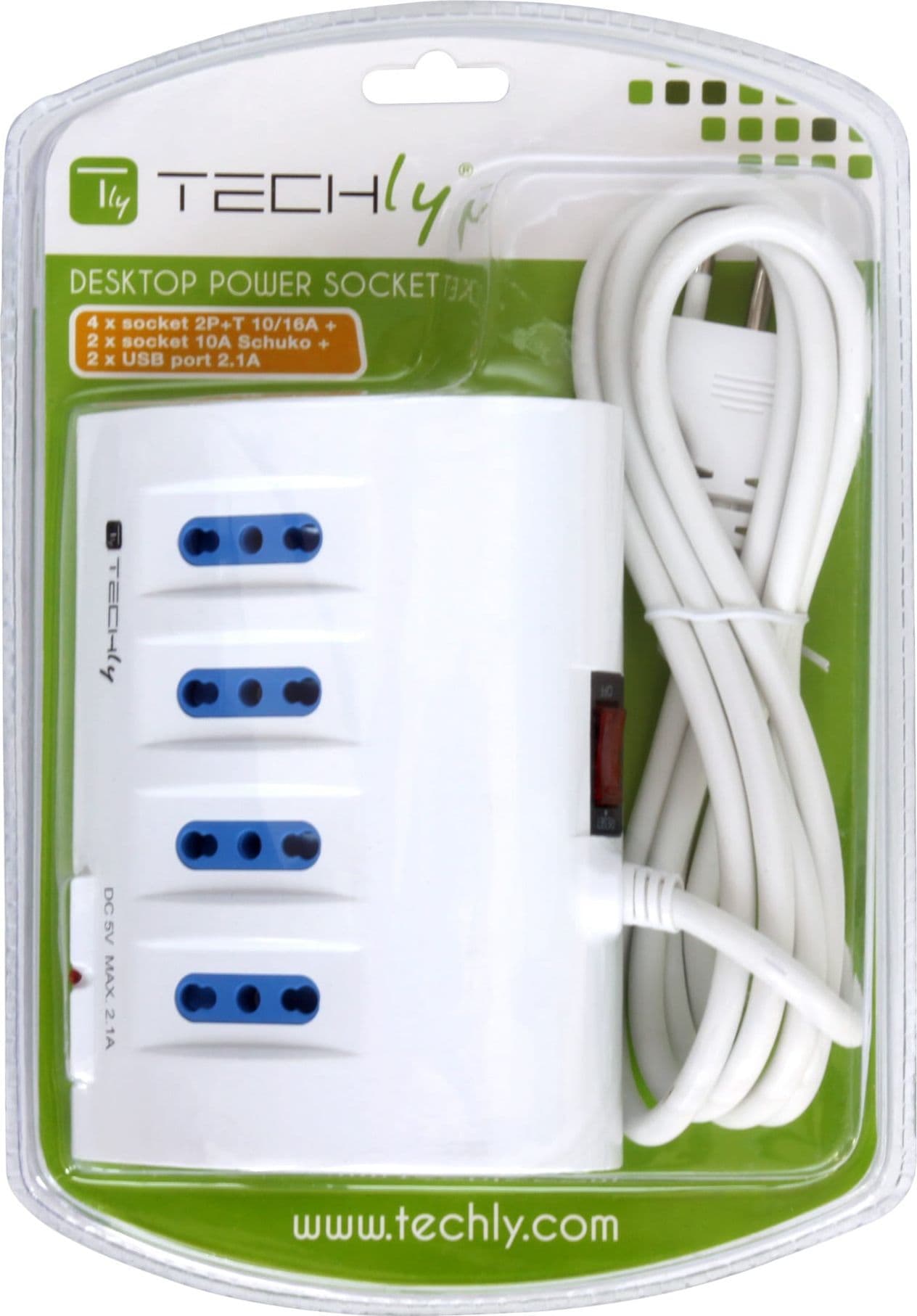 Multipresa da Tavolo 4 prese Italiane Bipasso 2 Schuko e 2 USB Bianca - 13