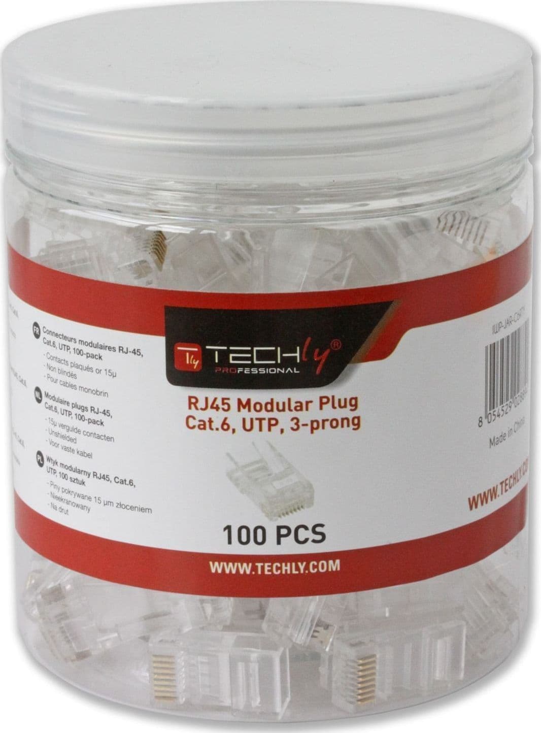 Confezione 100 Plug RJ45 UTP per Cavo Rigido Cat.6 - 7