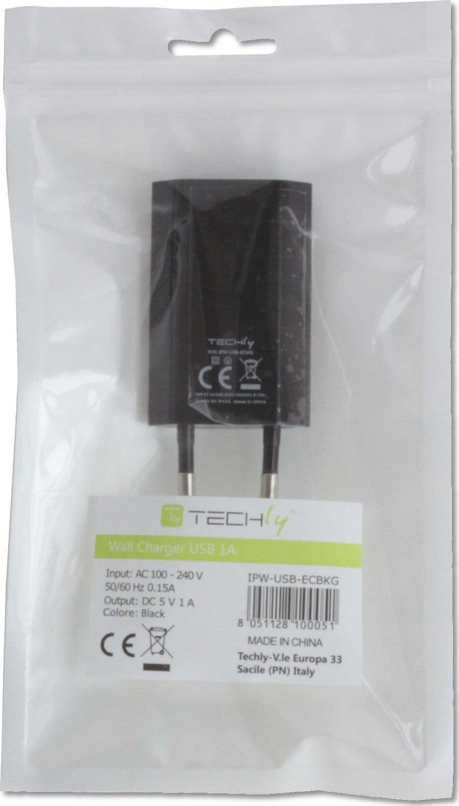 Caricatore USB 1A Compatto Spina Europea Nero - 12