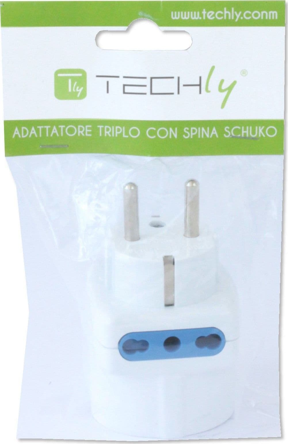 Adattatore Triplo Spina Schuko a Prese Bipasso con Schuko Bianco - 8