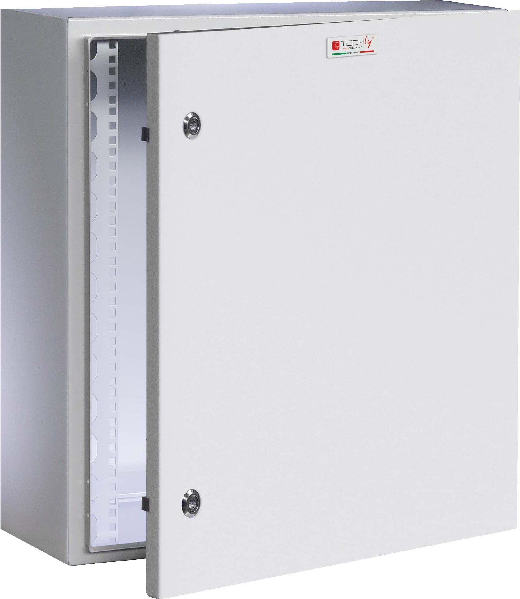 Armadio Rack 19'' a muro 13U grigio IP65 porta cieca prof. 200mm - 4
